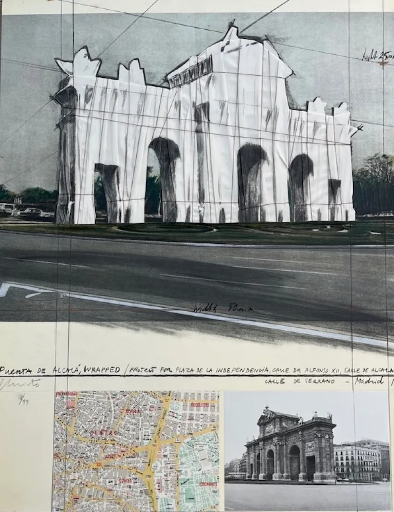リトグラフ Christo - Puerta de Alcalá, Envuelta / Proyecto para Madrid