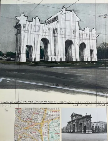 リトグラフ Christo - Puerta de Alcalá, Envuelta / Proyecto para Madrid