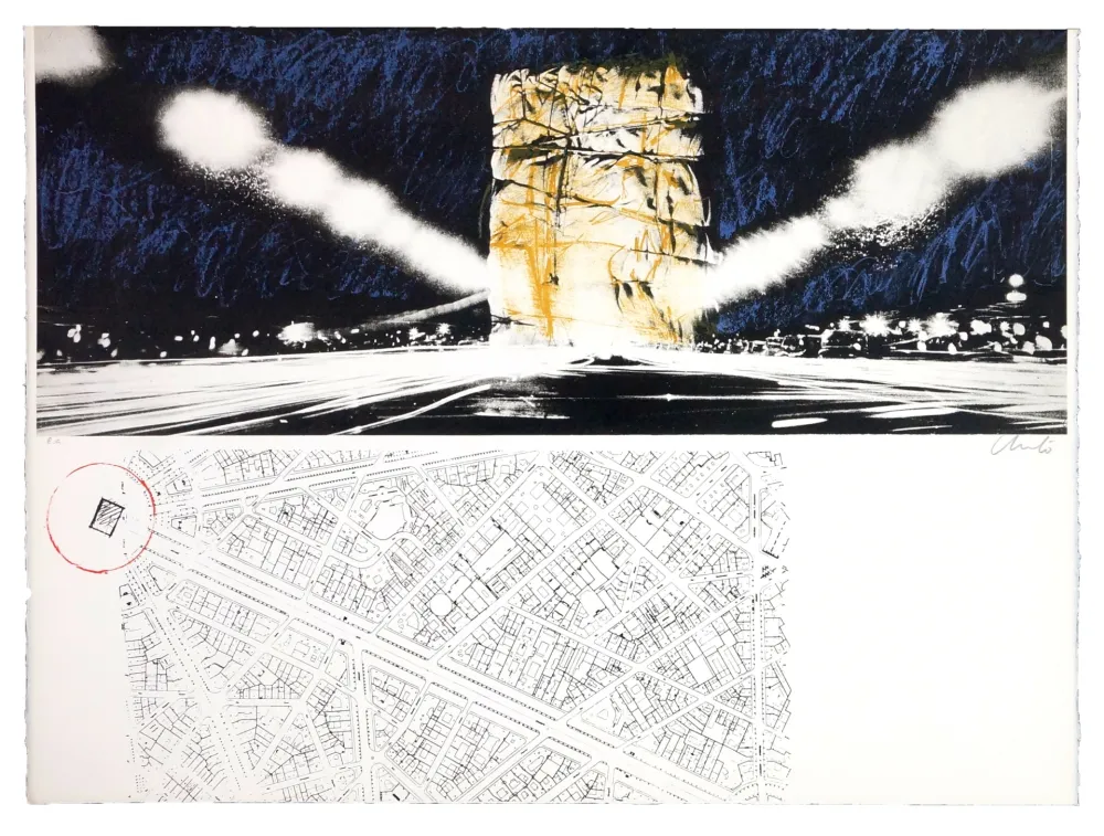 リトグラフ Christo - The wrapping of l’Arc de Triumph (l'empaquement de l'Arc de Triomphe)