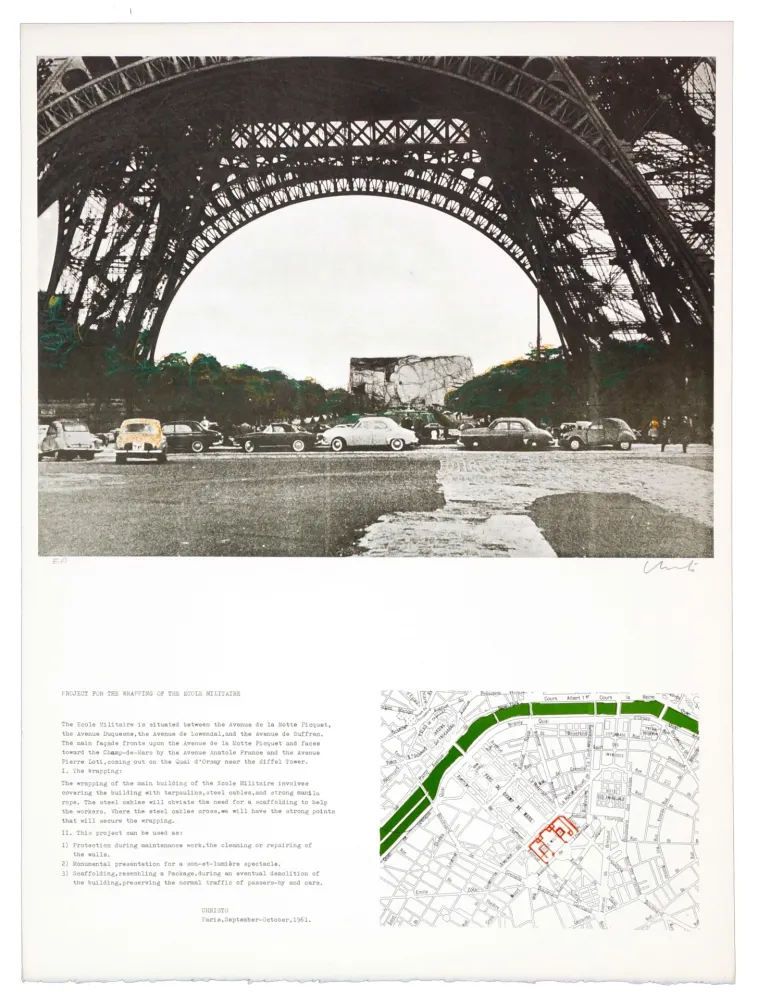 リトグラフ Christo - The wrapping of the Ecole militaire