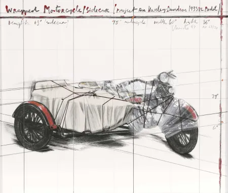 多数の Christo - Wrapped Motorcycle/Side Car, Project for Harley Davidson 1933 VL Model