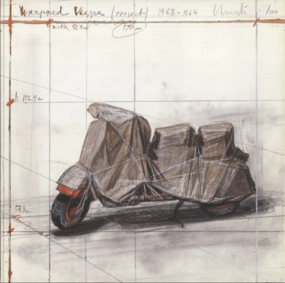 多数の Christo - Wrapped Vespa