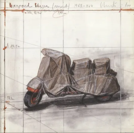 多数の Christo - Wrapped Vespa