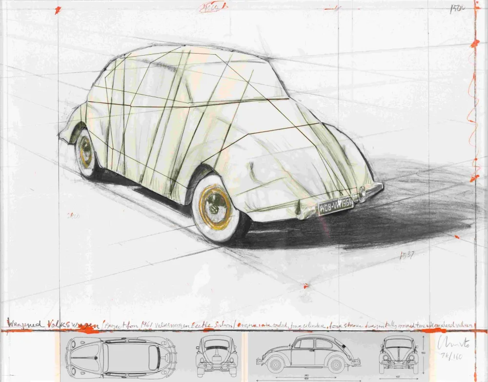 シルクスクリーン Christo - Wrapped Volkswagen, Project for 1961 Volkswagen Beetle Saloon