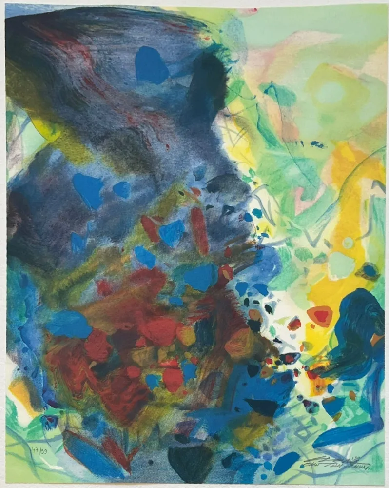 リトグラフ Chu Teh Chun  - Saison bleue (Planche VII) 