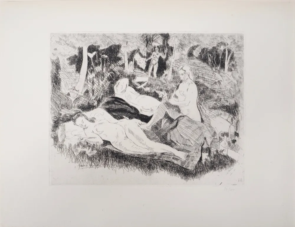 彫版 Clairin - Nus dans une clairière