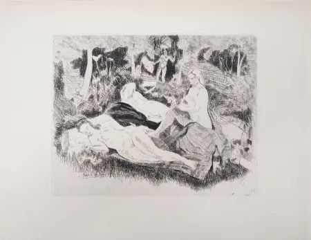 彫版 Clairin - Nus dans une clairière