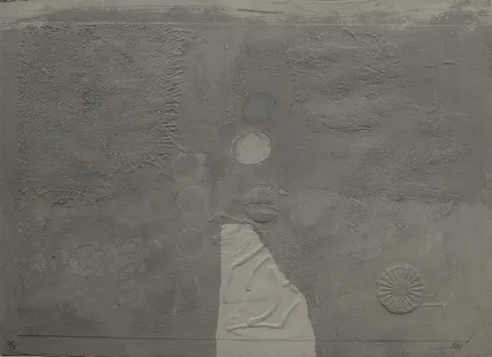 彫版 Clavé - Gaufrages sur fond bleu