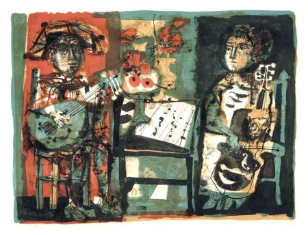 リトグラフ Clavé - Les musiciens