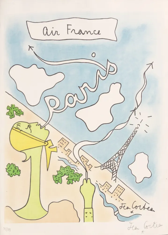 リトグラフ Cocteau - Air France