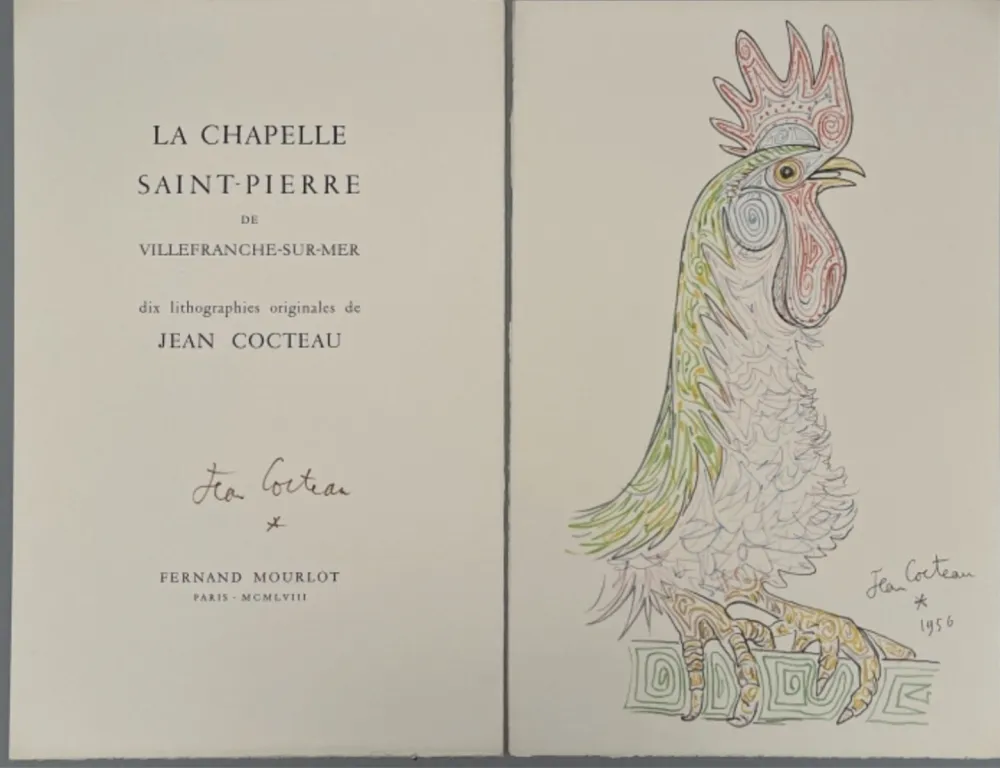 挿絵入り本 Cocteau - La Chapelle Saint-Pierre de Villefranche-sur-Mer, Mourlot 