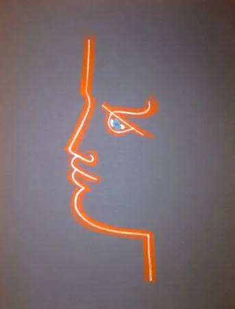 リトグラフ Cocteau - Le trait de feu (Blue)