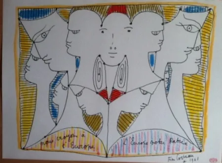 リトグラフ Cocteau - Nous croyons en L'Europe