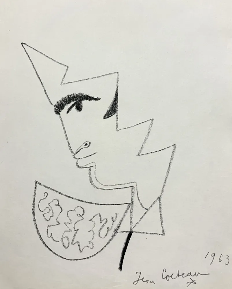 技術的なありません Cocteau - Profil de Torero. 1963. Dessin 
