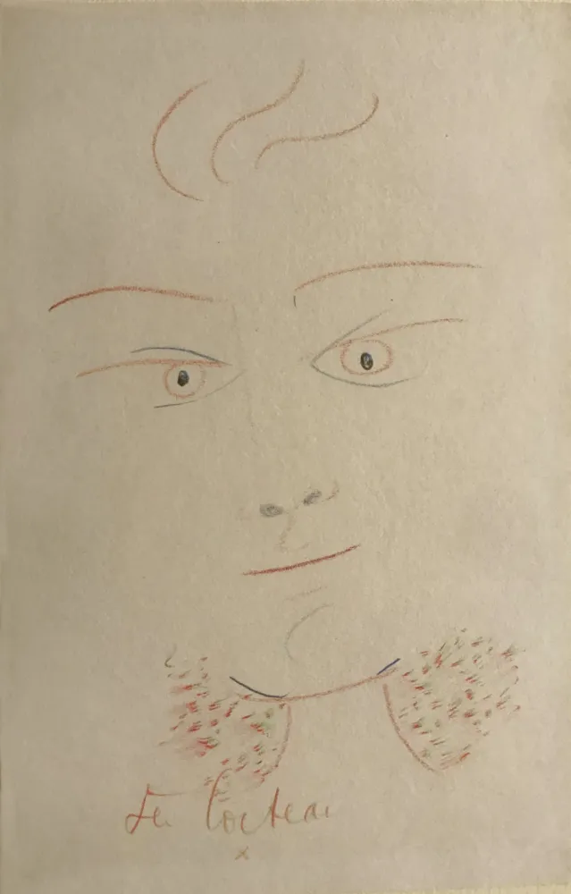 モノタイプ Cocteau - Visage Multi Colour. UNIQUE PIECE DRAWING