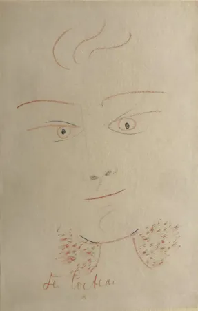 モノタイプ Cocteau - Visage Multi Colour. UNIQUE PIECE DRAWING