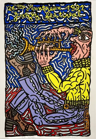 シルクスクリーン Combas - 26ème Festival de Montreux, 1992 – Signée à la main