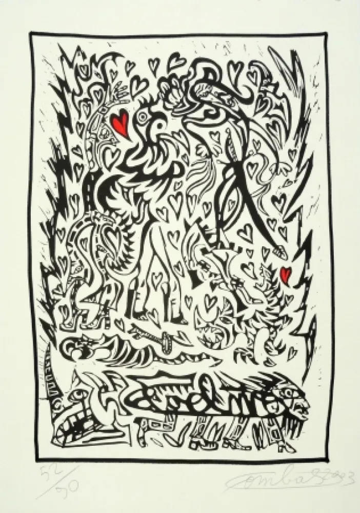 リノリウム彫版 Combas - Composition