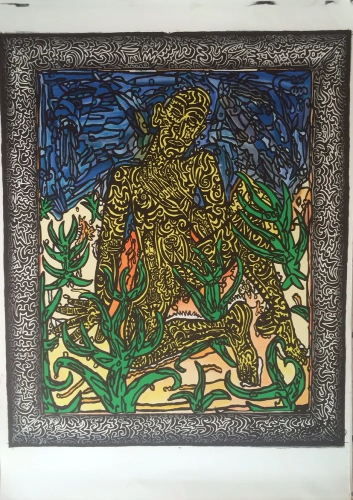 リトグラフ Combas - Homme jaune