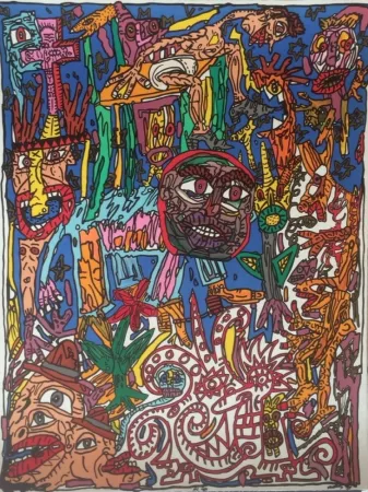 リトグラフ Combas - L'homme animal