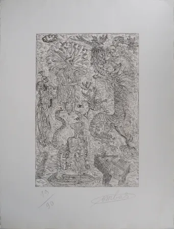 彫版 Combas - Vital : Scène fantastique au dragon