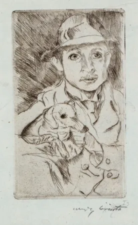 エッチング Corinth - Knabe mit Hund