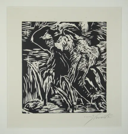 木版 Corinth - Rückwärts gebeugter weiblicher Akt (Reclining Female Nude)