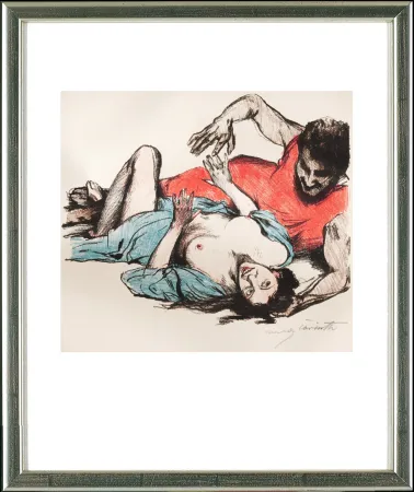 リトグラフ Corinth - Seine Linke liegt unter meinem Haupt...