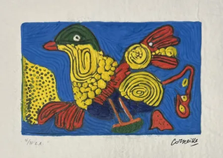 多数の Corneille -  Aquagravure L'Oiseau Multicolore EA