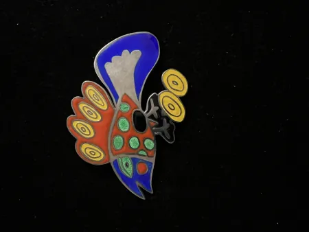 多数の Corneille - Broche pendentif Le grand oiseau d'argent - 100 ex. Bijou d'artiste - 1993