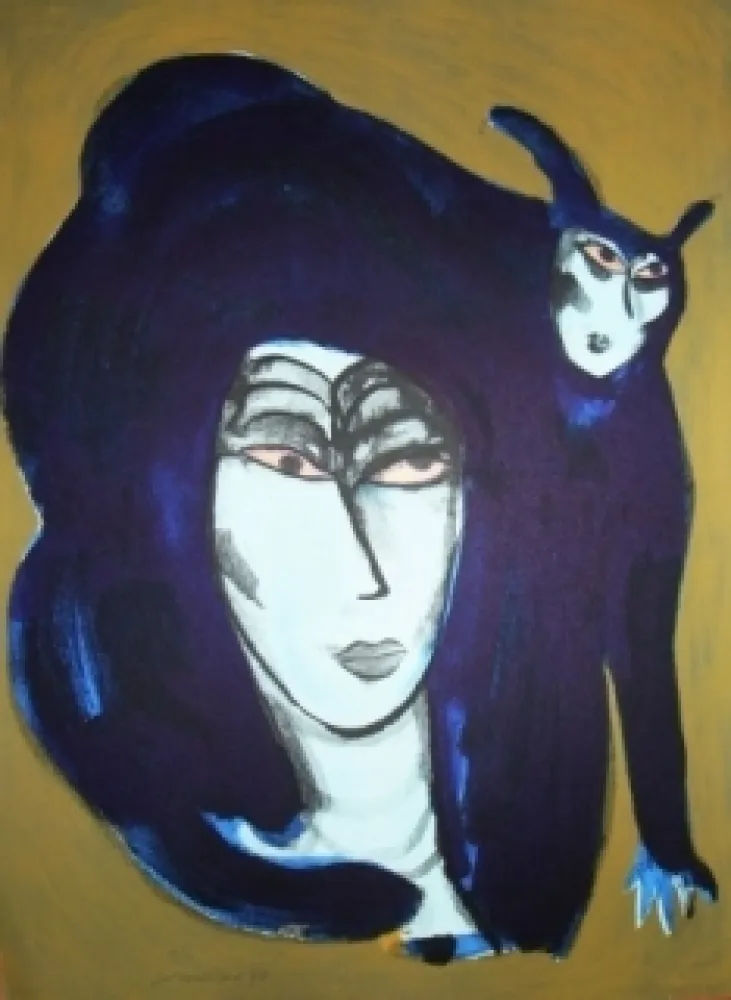 リトグラフ Corneille - Chat endiablé