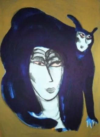 リトグラフ Corneille - Chat endiablé