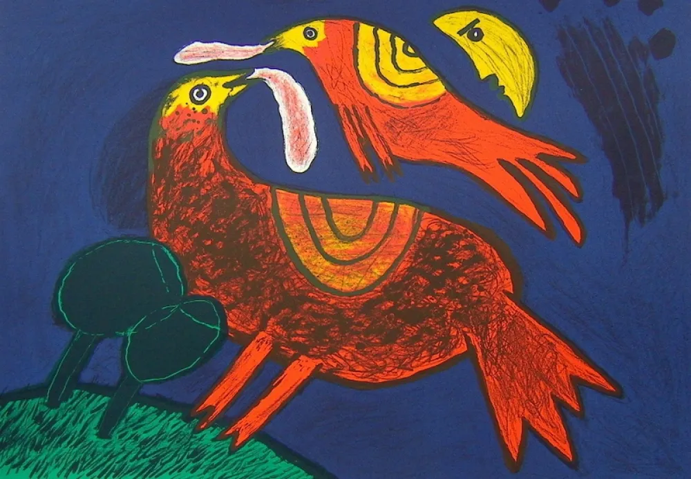 リトグラフ Corneille - Demi-Lune dans ciel Catalan