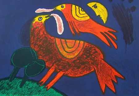 リトグラフ Corneille - Demi-Lune dans ciel Catalan