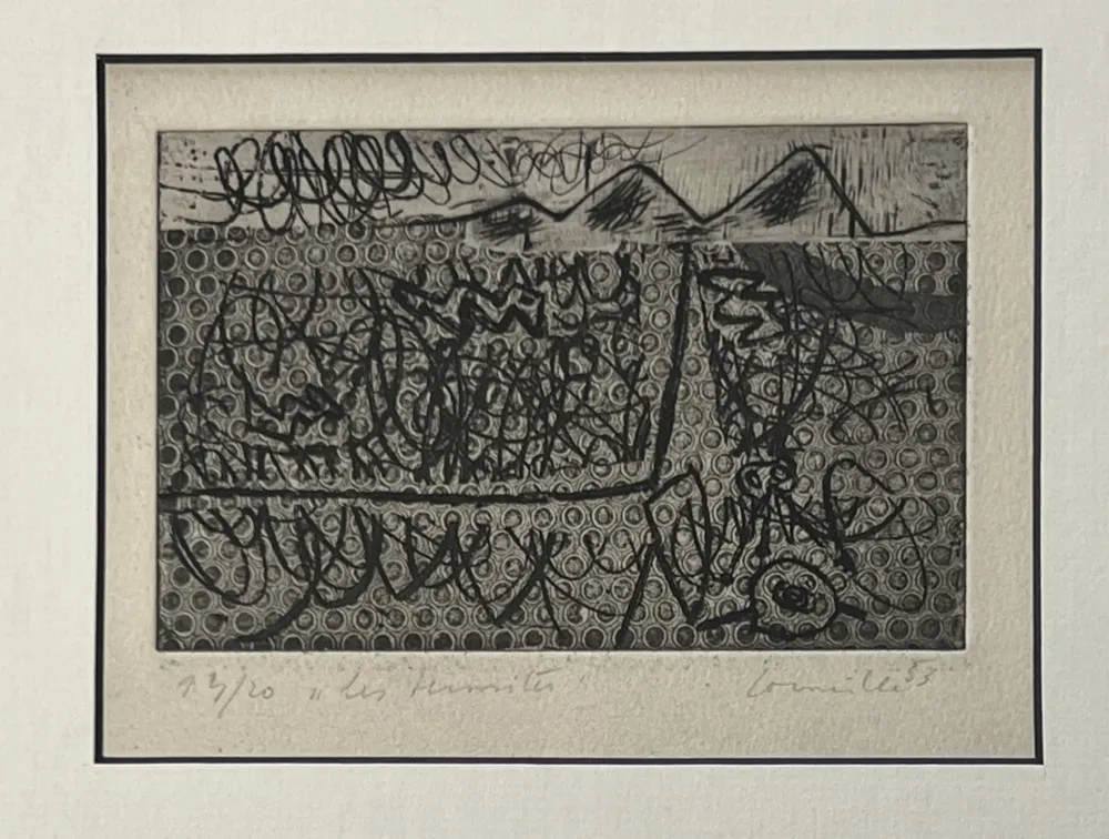 エッチング Corneille - Eau-forte encadrée Les termites 1953 Numéro 3/20