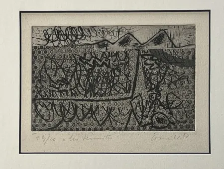 エッチング Corneille - Eau-forte encadrée Les termites 1953 Numéro 3/20