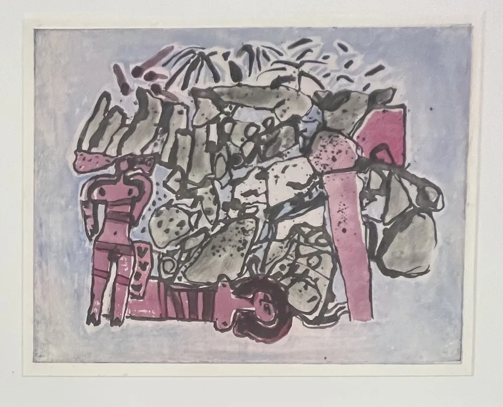 エッチングと　アクチアント Corneille - Eau-forte encadrée : Lieu rupestre E/A 