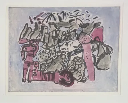 エッチングと　アクチアント Corneille - Eau-forte encadrée : Lieu rupestre E/A 