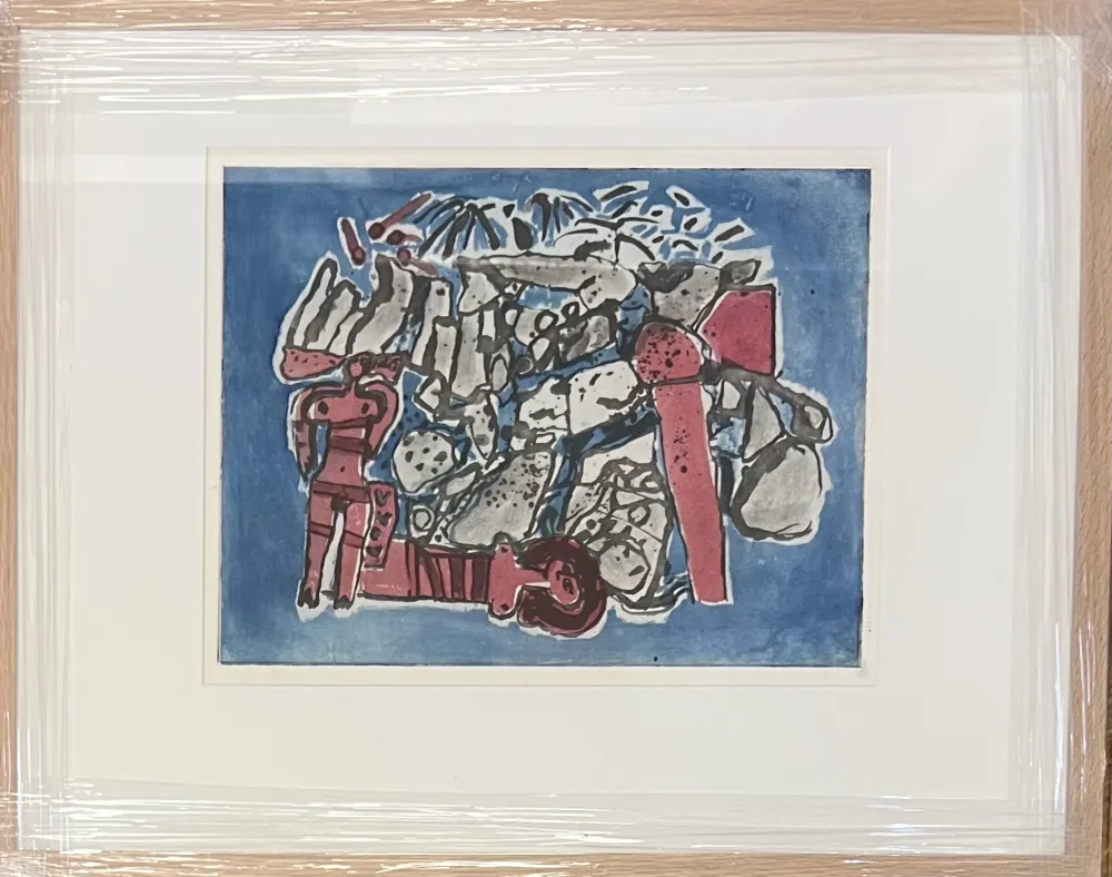 技術的なありません Corneille - Eau-forte encadrée : Lieu rupestre E/A 