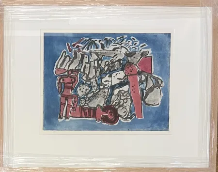 技術的なありません Corneille - Eau-forte encadrée : Lieu rupestre E/A 