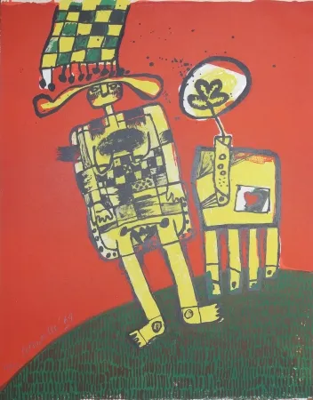 リトグラフ Corneille - Etè et as de coeur