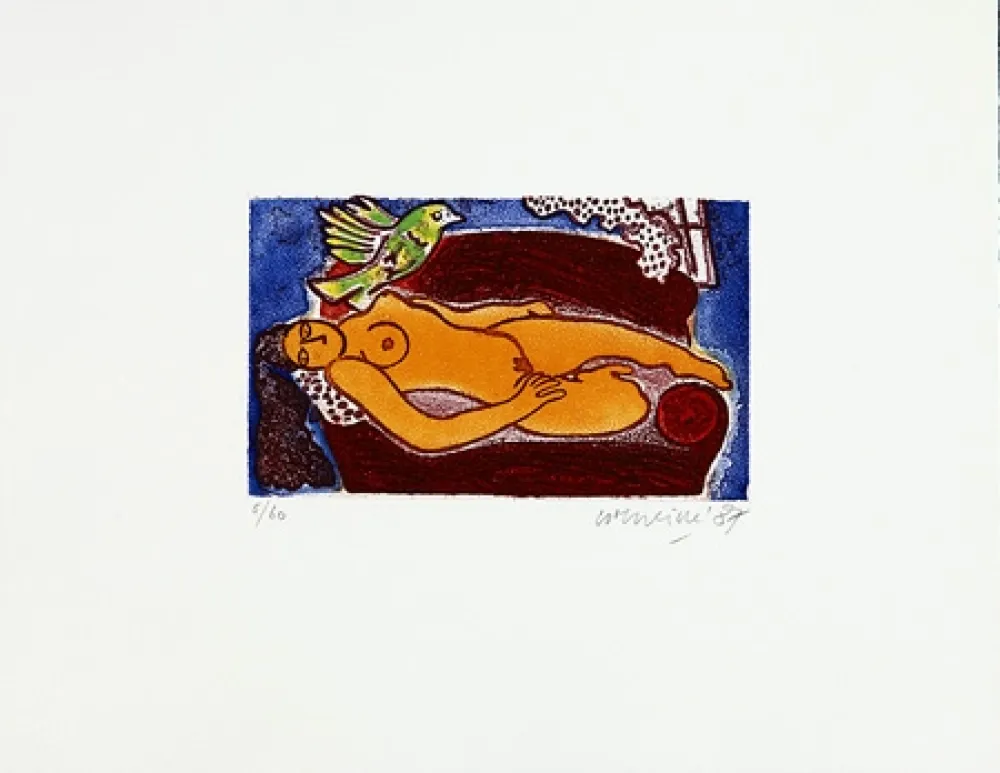 彫版 Corneille - Femme au divan rouge