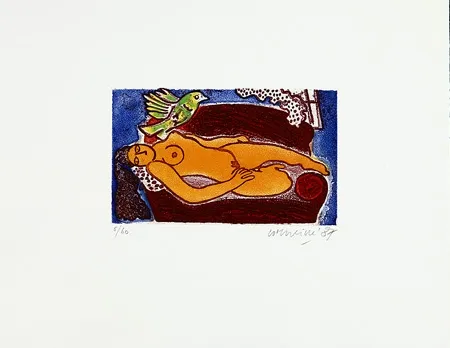 彫版 Corneille - Femme au divan rouge