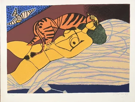 シルクスクリーン Corneille - Le Tigre amoureux 1987, E/A