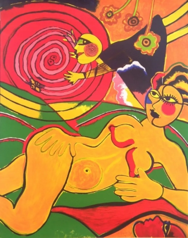 シルクスクリーン Corneille - L'enchantement du soleil serpent