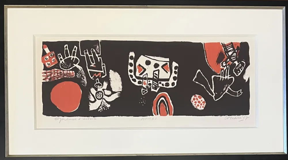 リトグラフ Corneille - Lithographie ancienne encadrée : Hombu, 1967