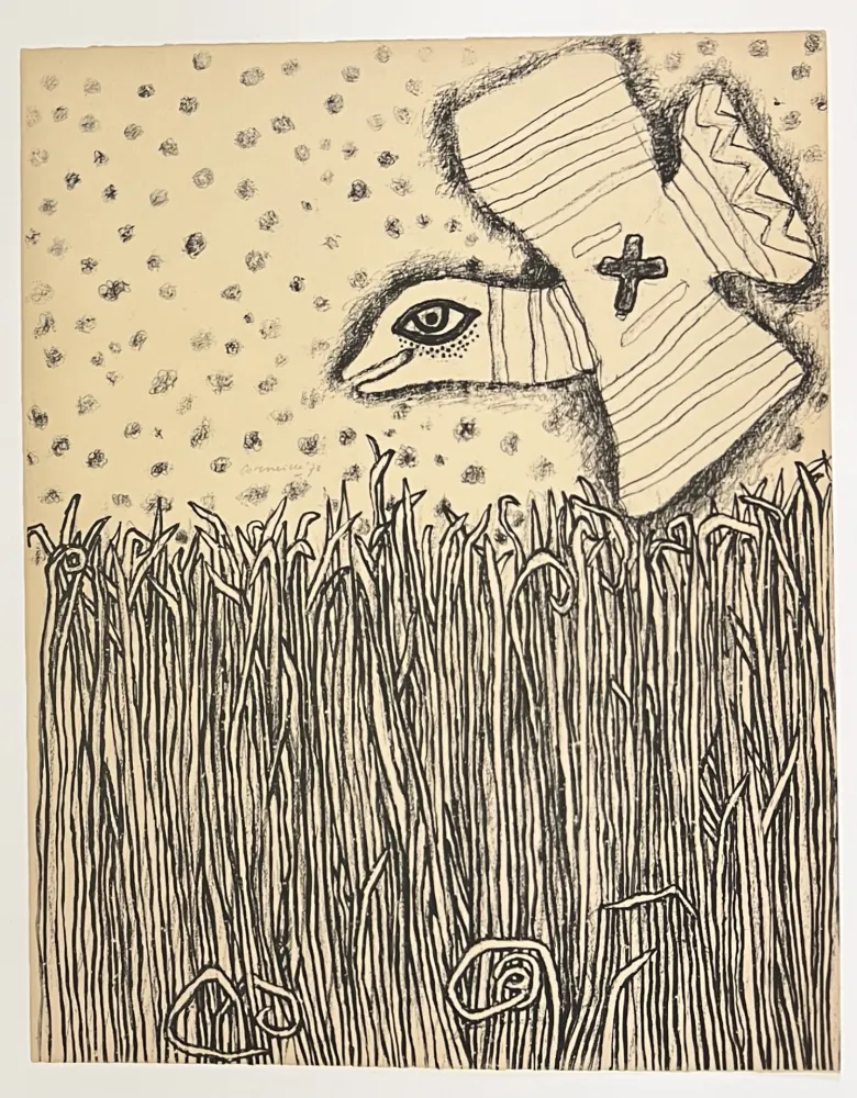 リトグラフ Corneille - Lithographie ancienne Herbes, 1973