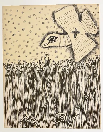リトグラフ Corneille - Lithographie ancienne Herbes, 1973