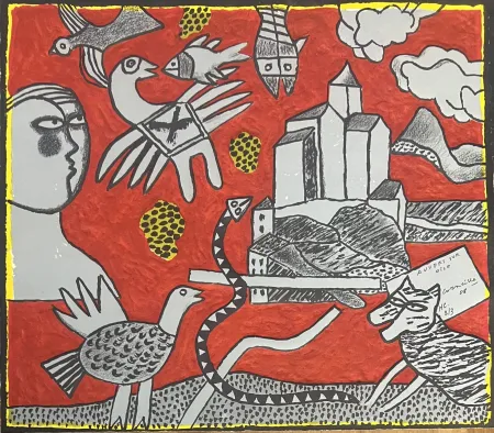 カーボランダム Corneille -  Lithographie au Carborundum Auvers sur Oise : Village Van Gogh, HC