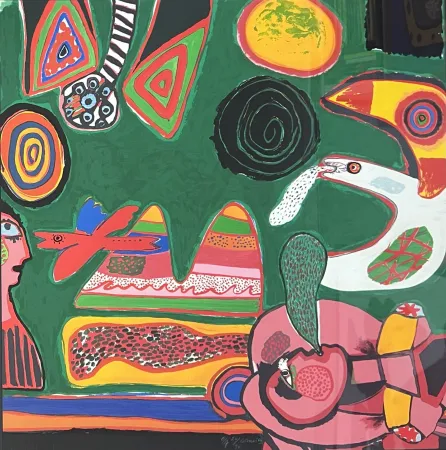 リトグラフ Corneille - Lithographie Bain de soleil 1997, encadrée!